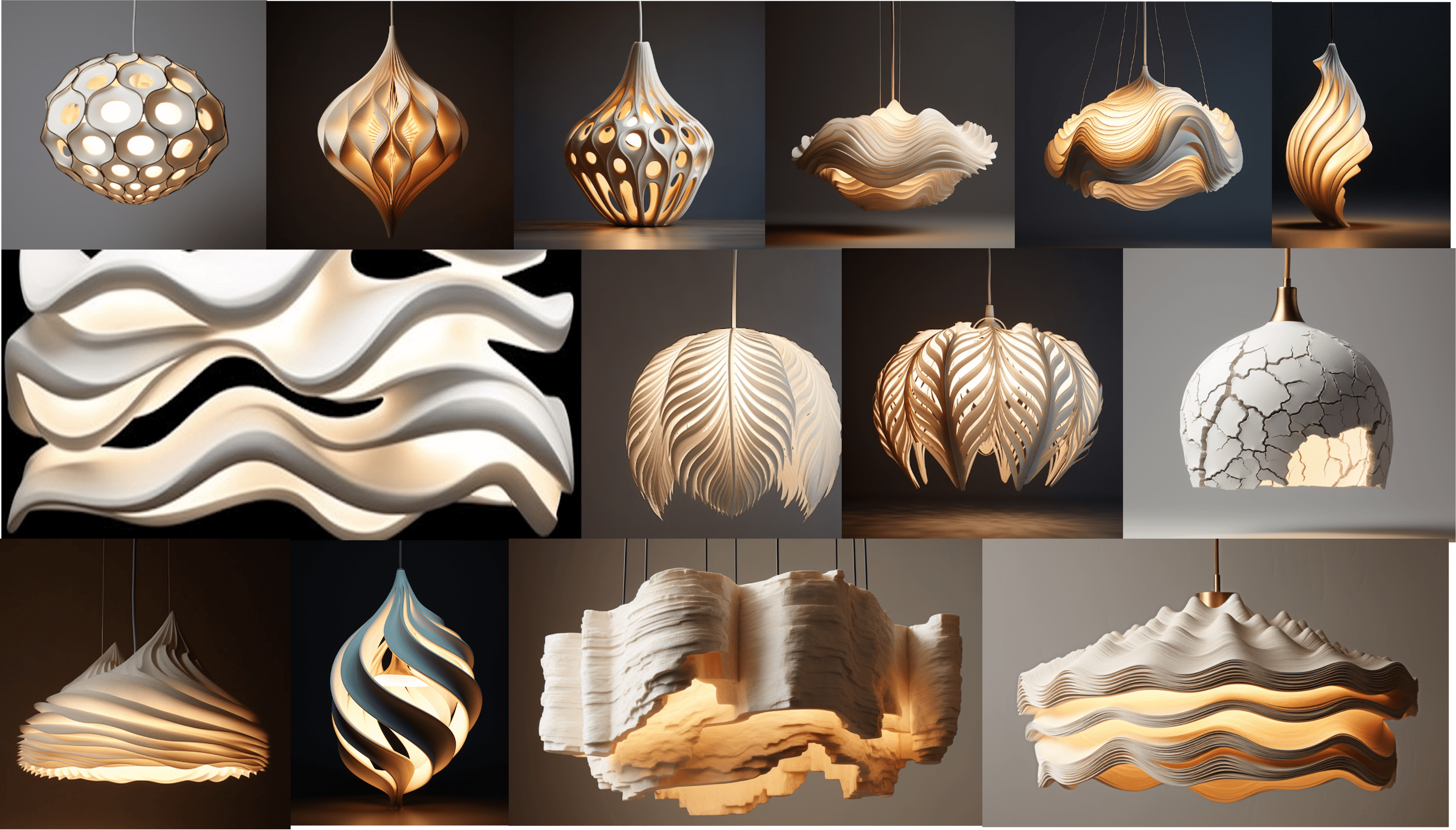 collage of AI rendered lights